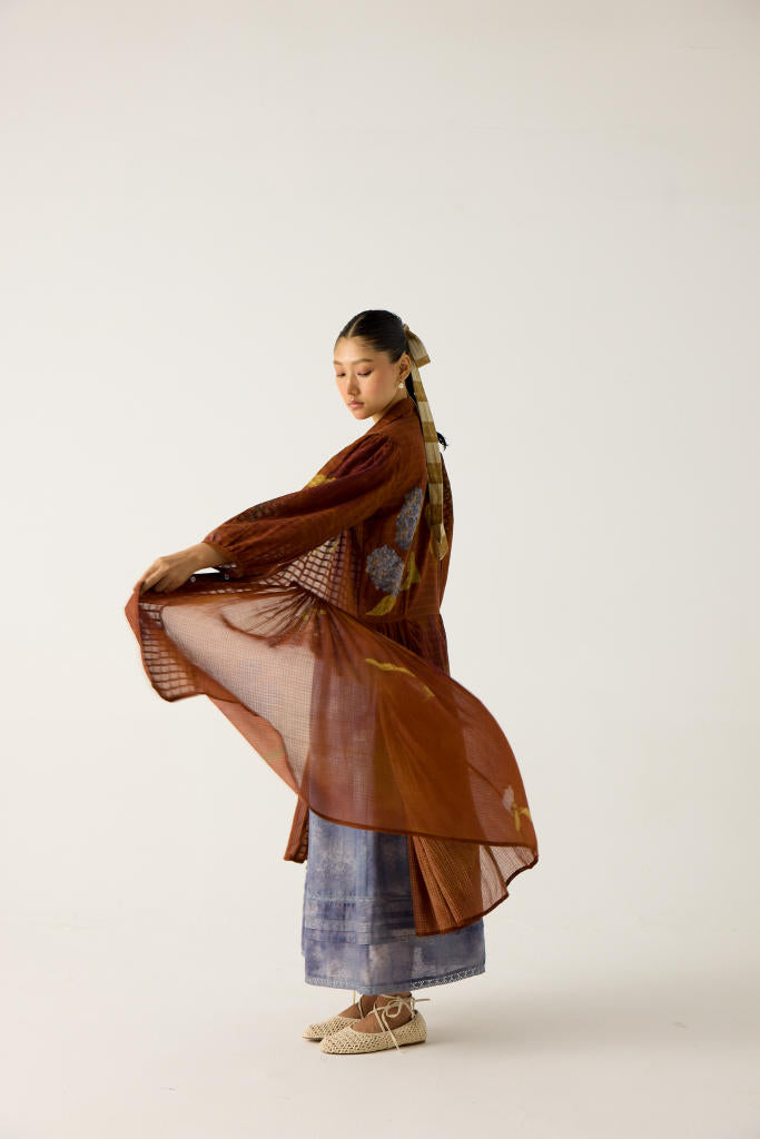 CLASSIC BUTTON DOWN DRESS -FOLIAGE cotton by CORD in multi for women in Singapore