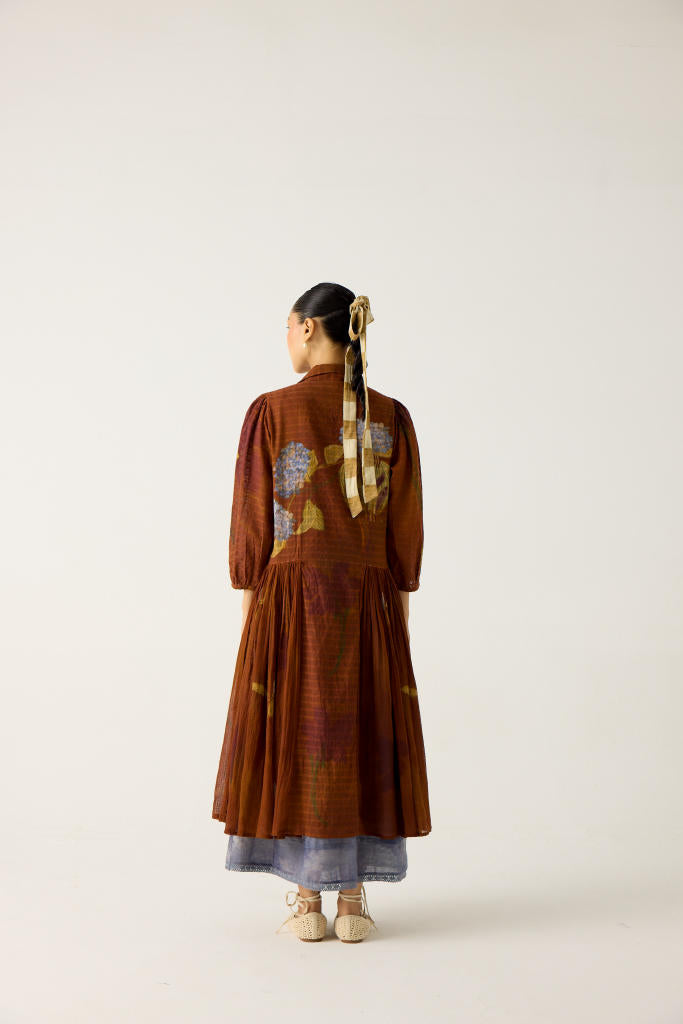 CLASSIC BUTTON DOWN DRESS -FOLIAGE cotton by CORD in multi for women in Singapore