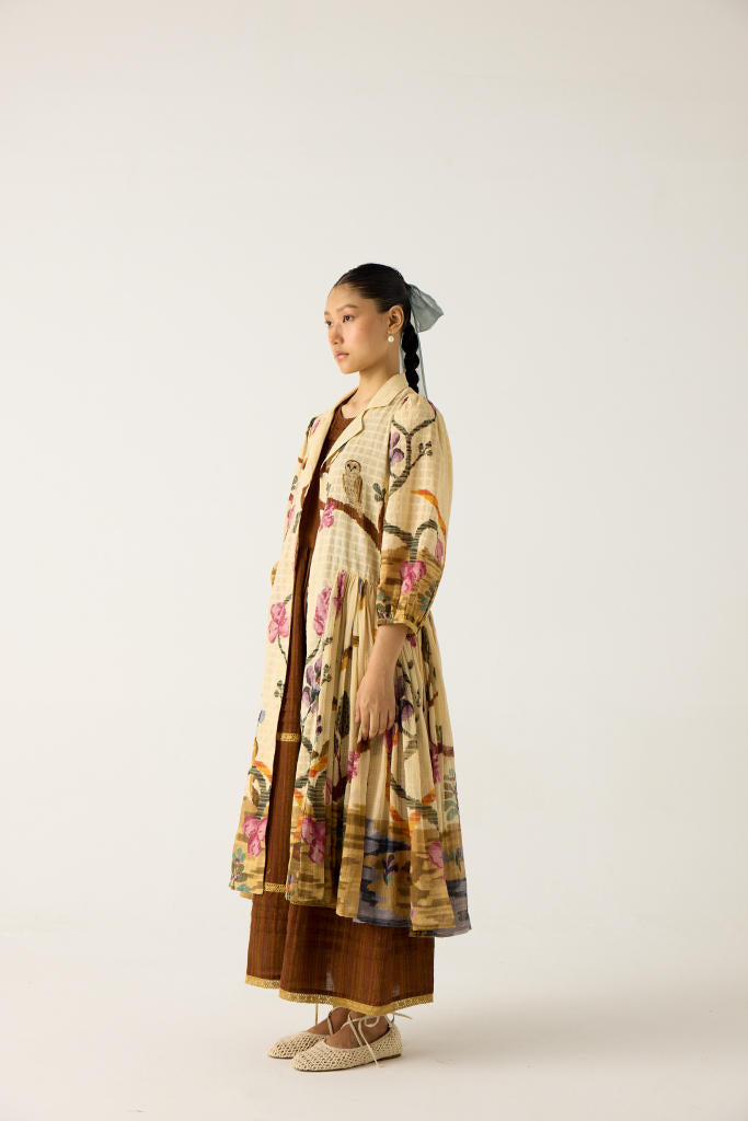 CLASSIC BUTTON DOWN DRESS +SLEEVELESS DRESS-(SAFARI +BROWN STRIPER) cotton by CORD in multi for women in Singapore