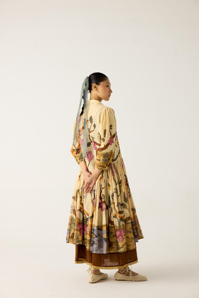 CLASSIC BUTTON DOWN DRESS +SLEEVELESS DRESS-(SAFARI +BROWN STRIPER) cotton by CORD in multi for women in Singapore