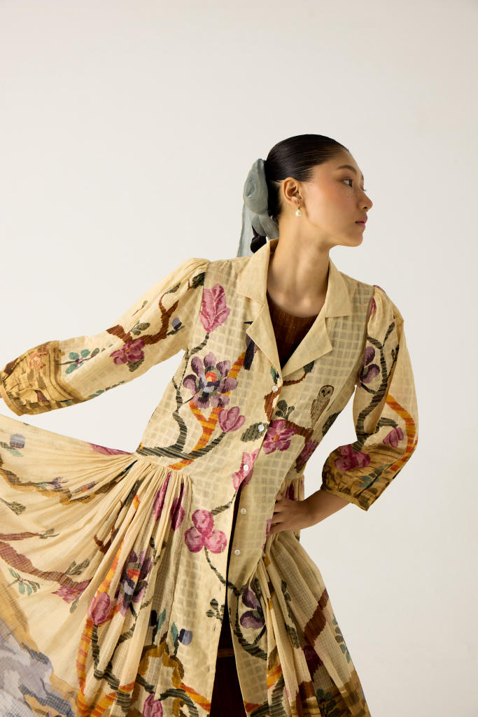 CLASSIC BUTTON DOWN DRESS +SLEEVELESS DRESS-(SAFARI +BROWN STRIPER) cotton by CORD in multi for women in Singapore