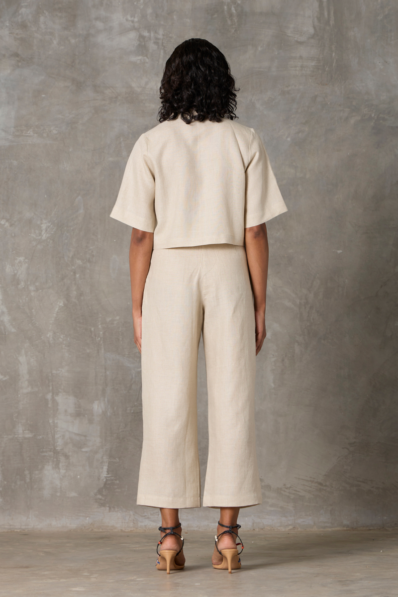Clyde Set - Beige linen by The Summer House in beige color for women in Singapore