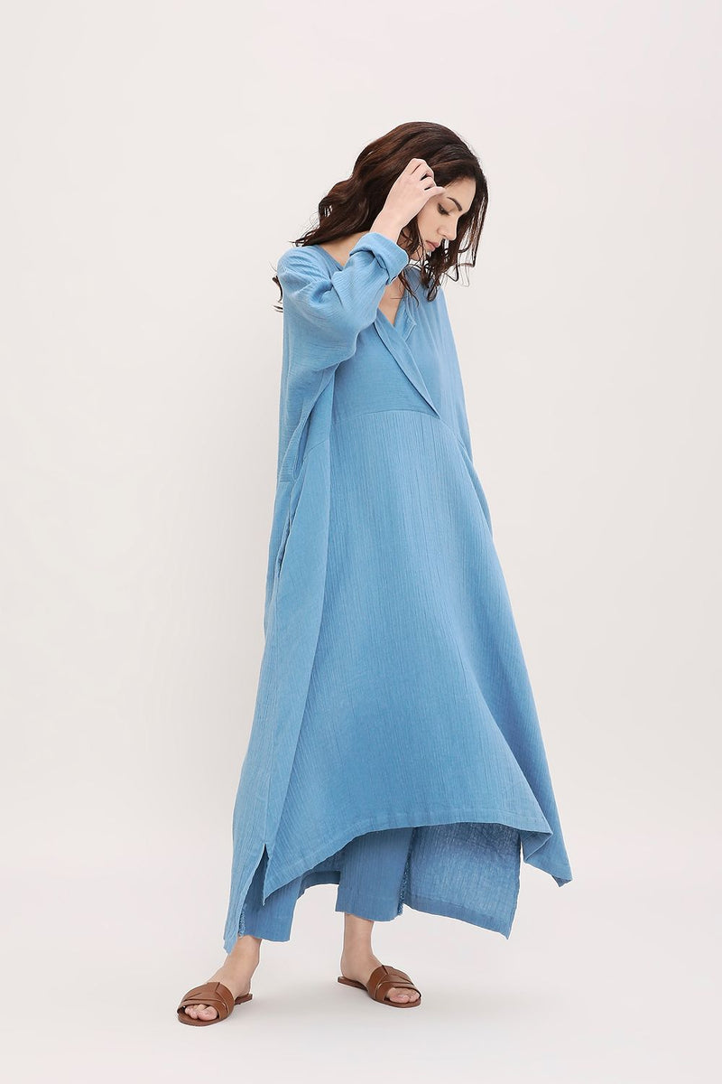 Coco Blue Kaftan Tunic cotton by Mati in blue color for women in Singapore