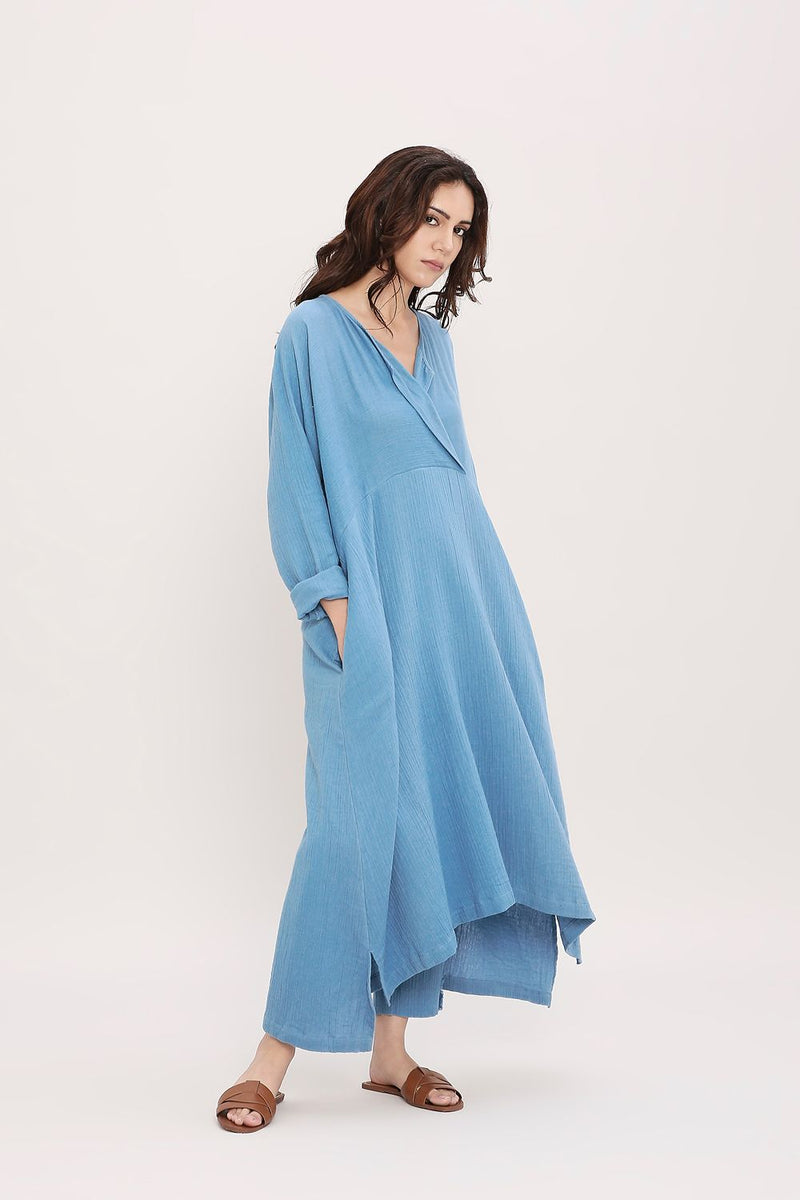 Coco Blue Kaftan Tunic cotton by Mati in blue color for women in Singapore