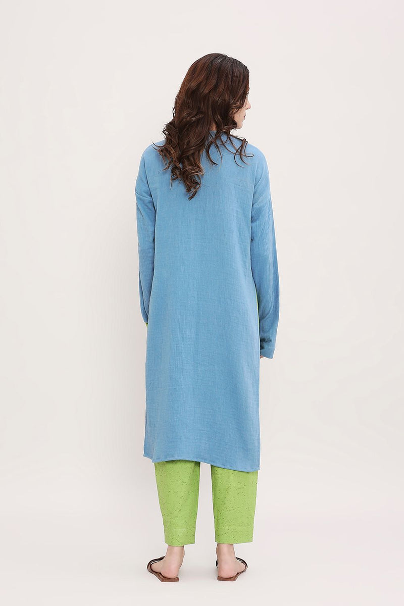 Coco Blue & Green Embroidered Set (2 PCS) cotton by Mati in multi color for women in Singapore