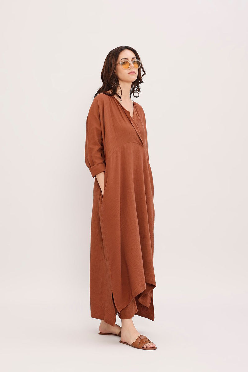 Coco Brown Kaftan Tunic cotton by Mati in brown color for women in Singapore
