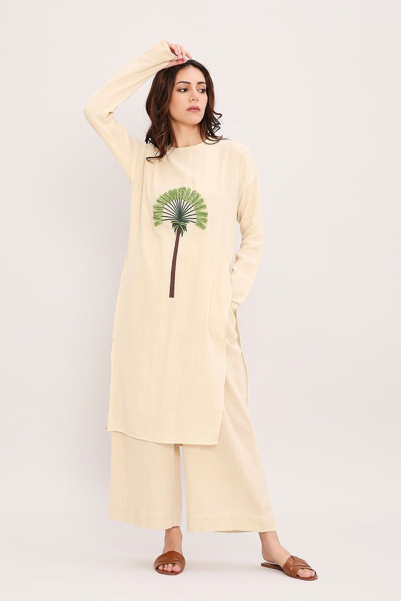 Coco Cream Embroidered Tunic cotton by Mati for women in Singapore