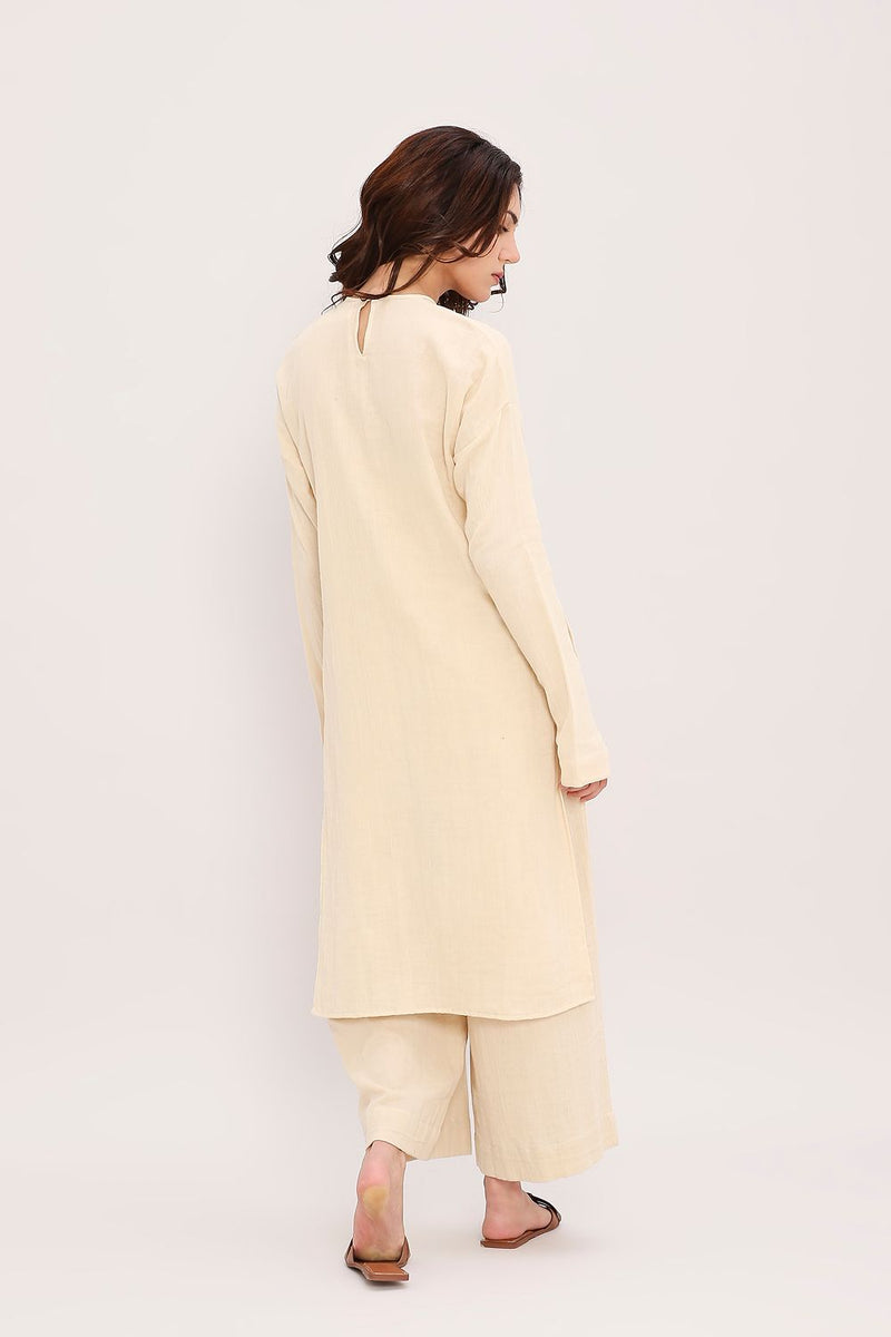 Coco Cream Embroidered Coord Set (2 PCS) cotton by Mati for women in Singapore