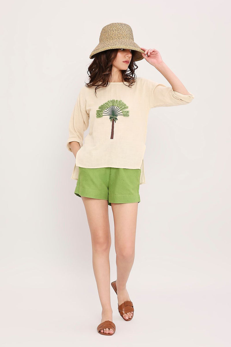 Coco Cream Embroidered Top cotton by Mati for women in Singapore