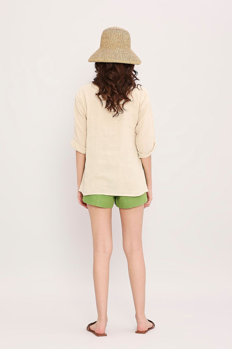 Coco Cream Embroidered Top cotton by Mati for women in Singapore