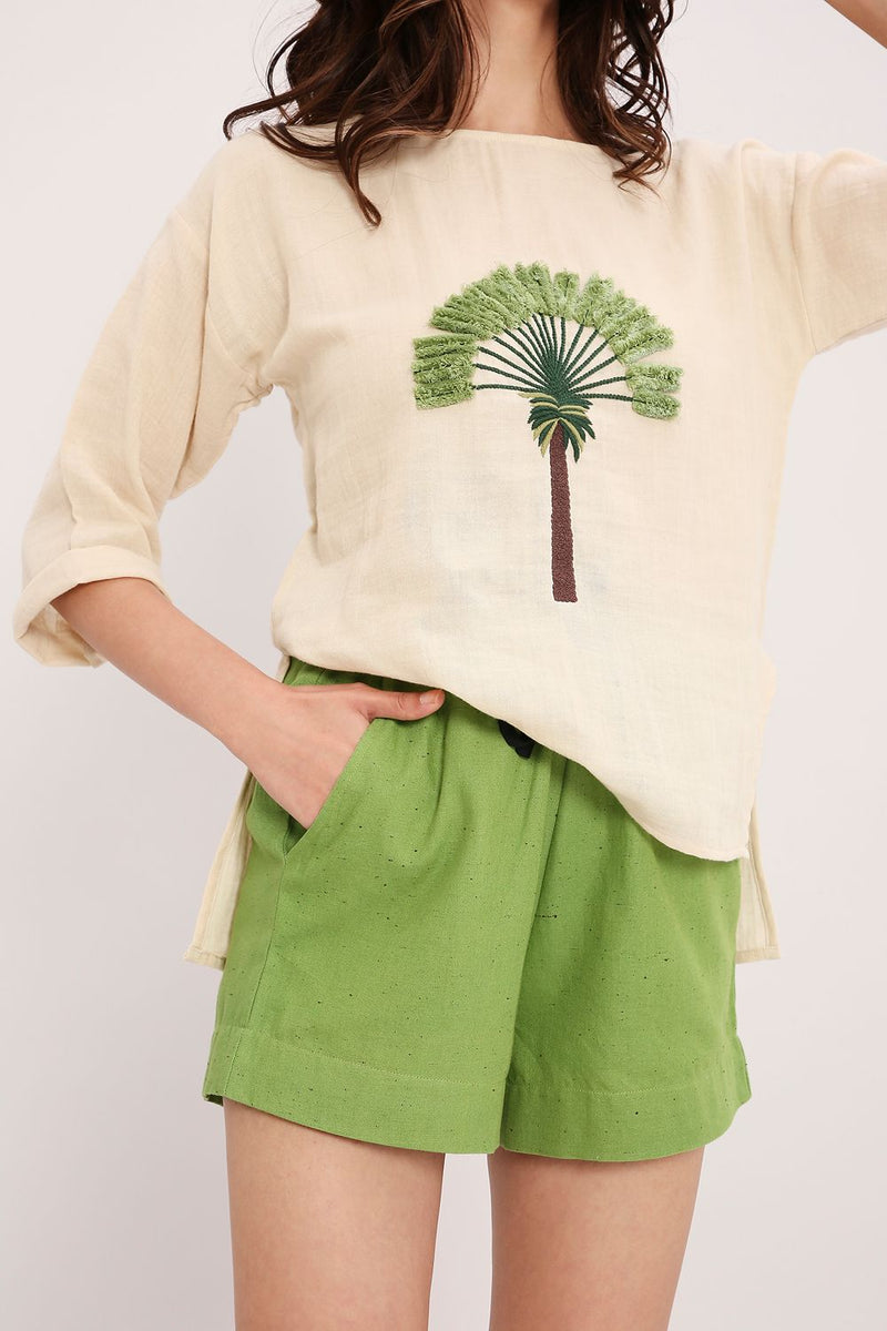 Coco Cream Embroidered Top cotton by Mati for women in Singapore