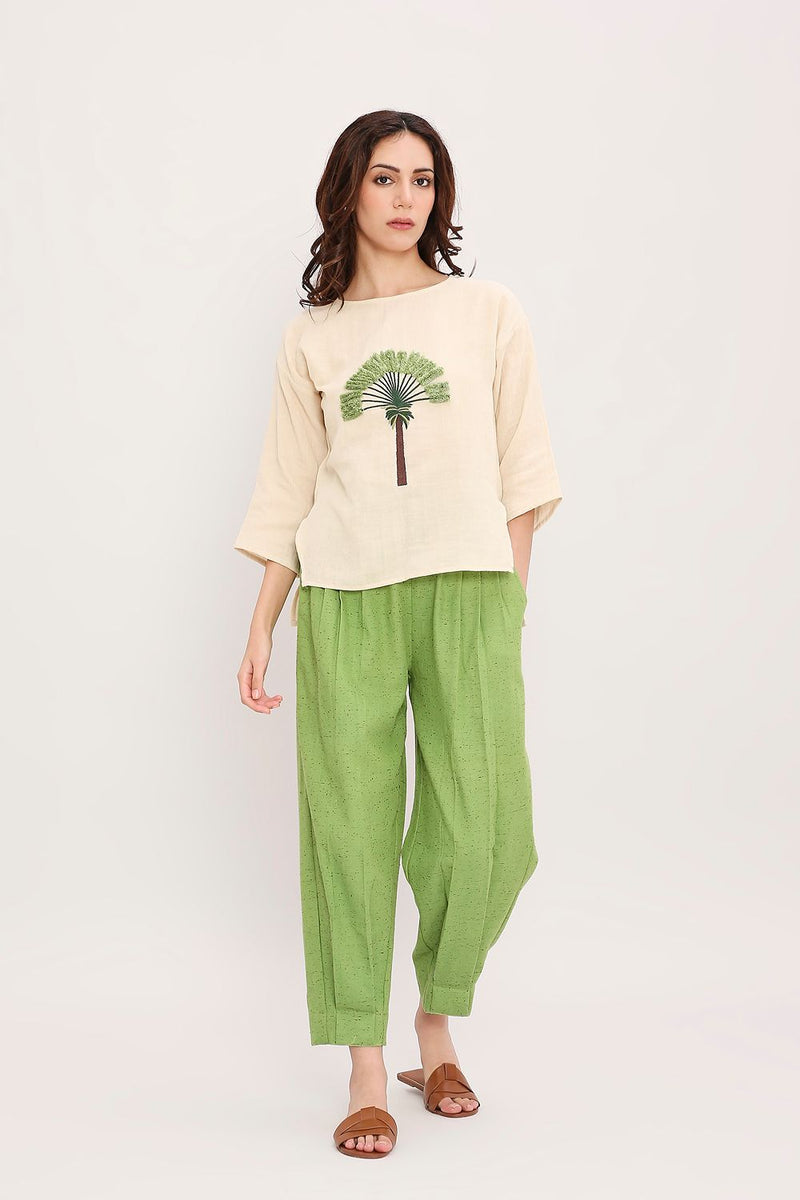 Coco Cream Embroidered Top & Pants Set (2 PCS) cotton by Mati in multi color for women in Singapore