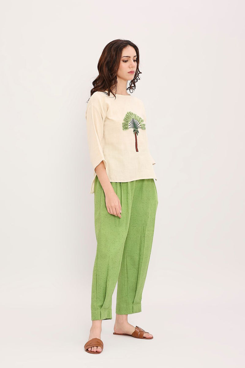 Coco Cream Embroidered Top & Pants Set (2 PCS) cotton by Mati in multi color for women in Singapore