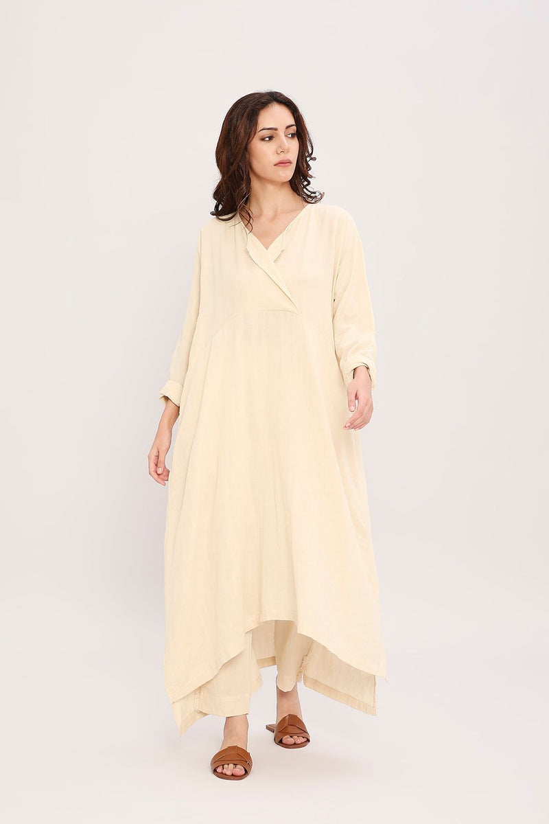 Coco Cream Kaftan Tunic Set (2 PCS) cotton by Mati for women in Singapore
