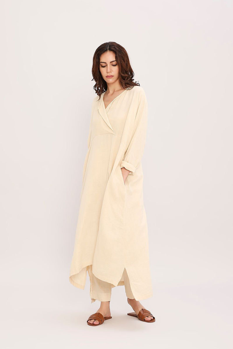 Coco Cream Kaftan Tunic Set (2 PCS) cotton by Mati for women in Singapore