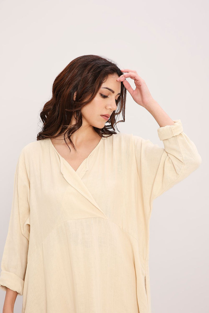Coco Cream Kaftan Tunic Set (2 PCS) cotton by Mati for women in Singapore
