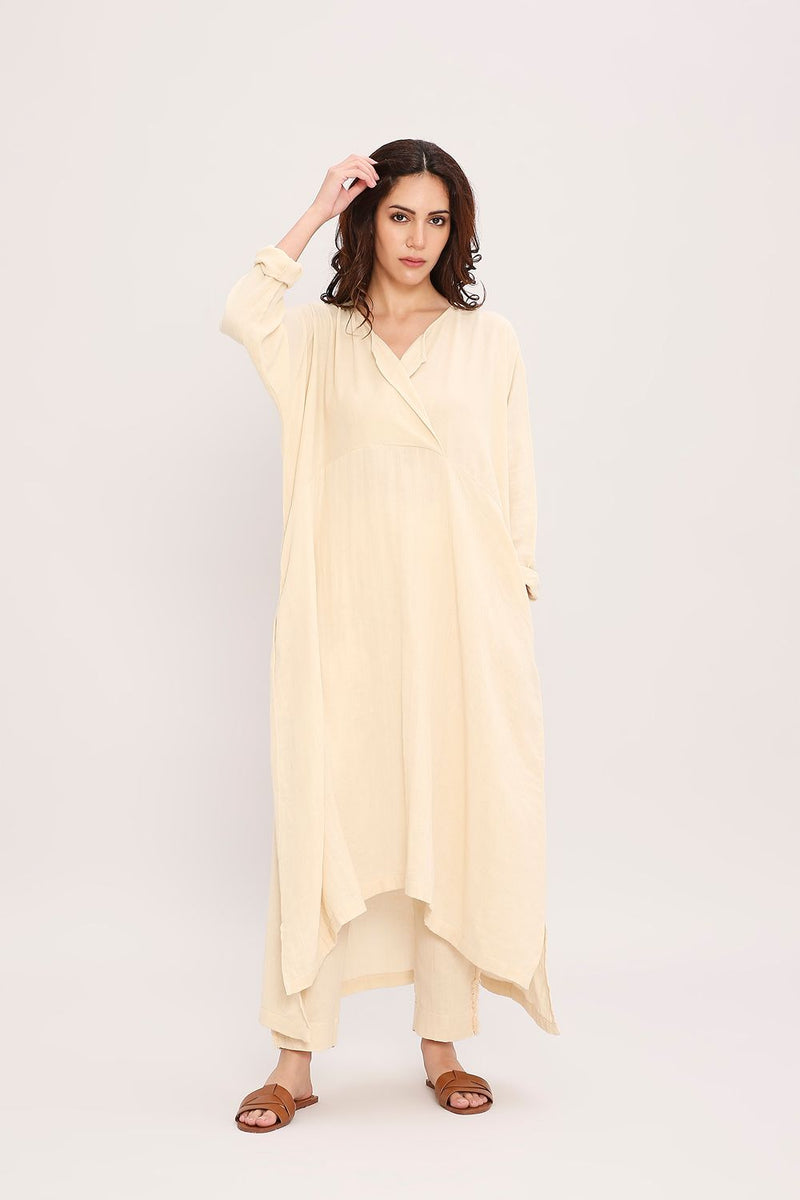 Coco Cream Kaftan Tunic Set (2 PCS) cotton by Mati for women in Singapore