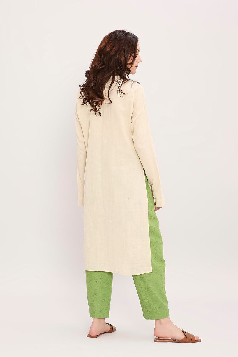 Coco Cream & Green Embroidered Set (2 PCS) cotton by Mati in multi color for women in Singapore