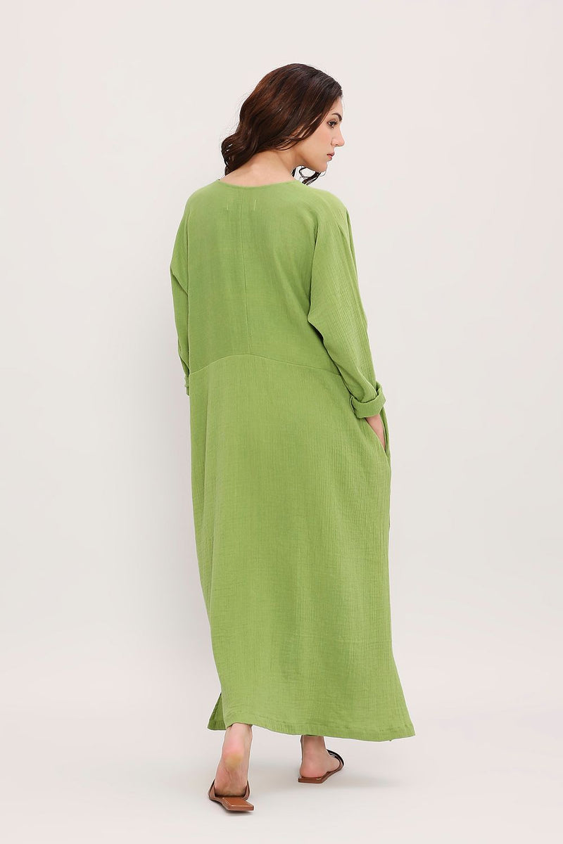 Coco Green Kaftan Tunic Set (2 PCS) cotton by Mati in green color for women in Singapore