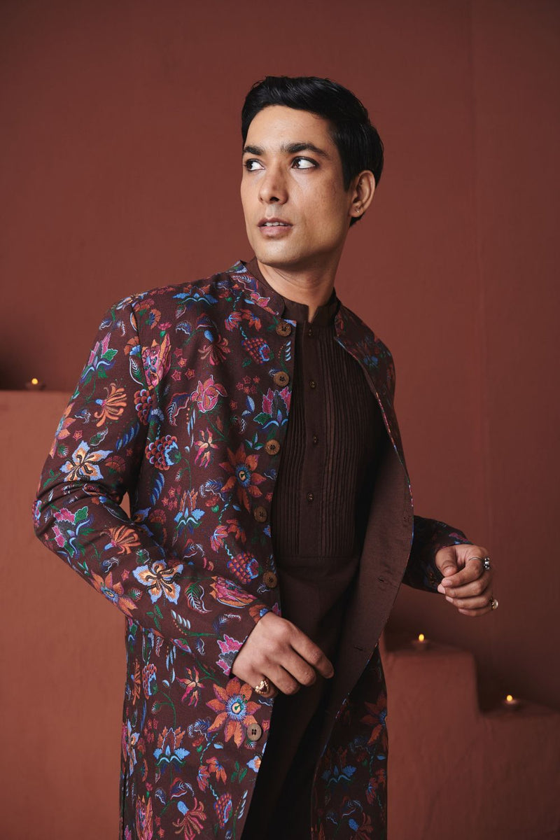 Coffee Chintz Co Linen Men's Long Jacket