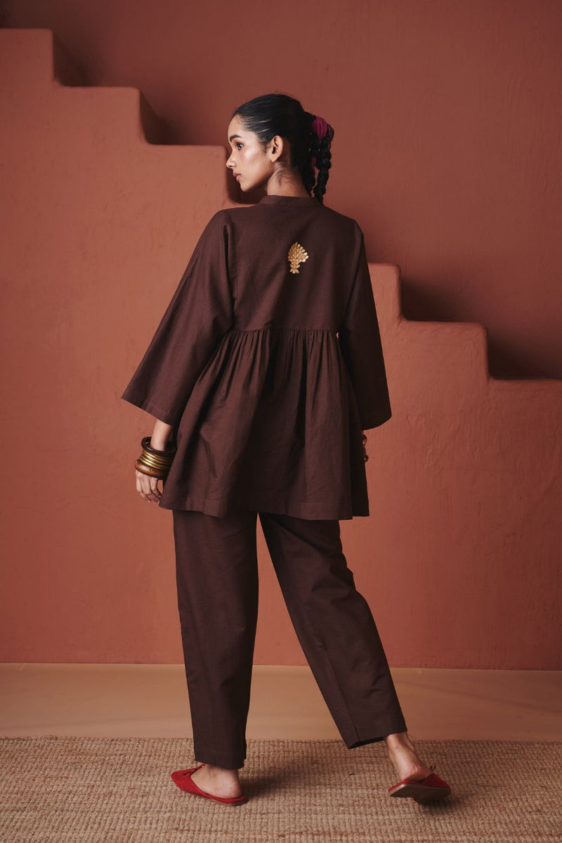 Coffee Co Linen Gathered Shirt