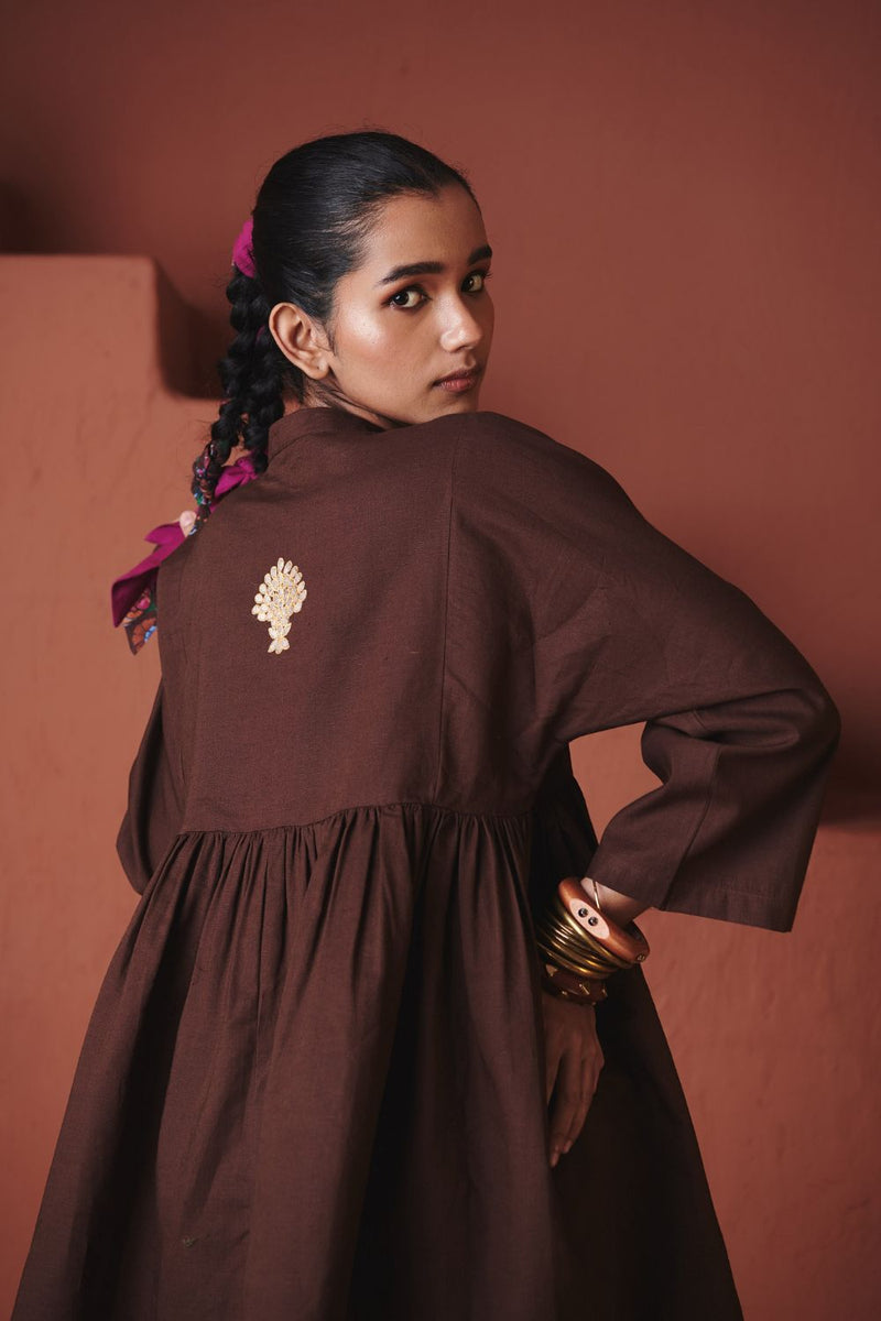 Coffee Co Linen Gathered Shirt Set