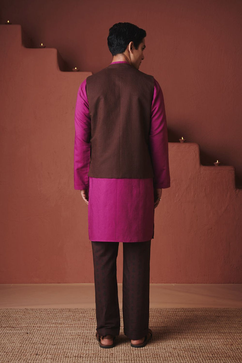 Coffee Co Linen Men's Nehru Jacket