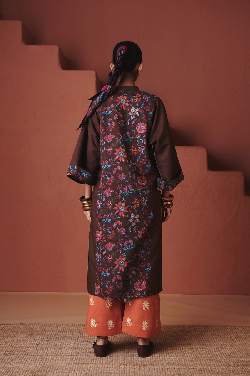 Coffee Co Linen Multi Panelled Kurta Set