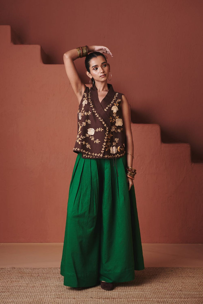 Coffee Co Linen Wrap Waistcoat