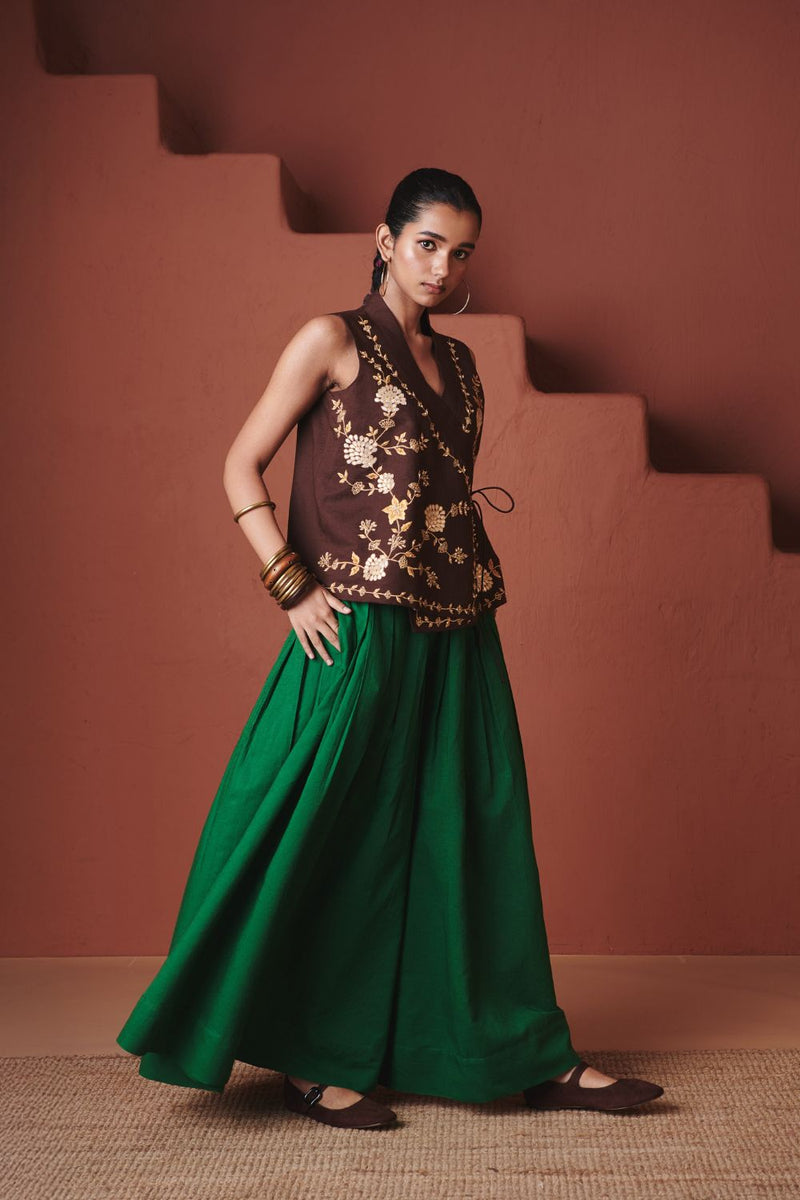 Coffee Co Linen Wrap Waistcoat