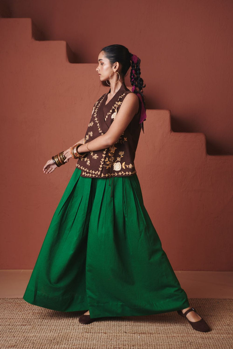 Coffee Co Linen Wrap Waistcoat