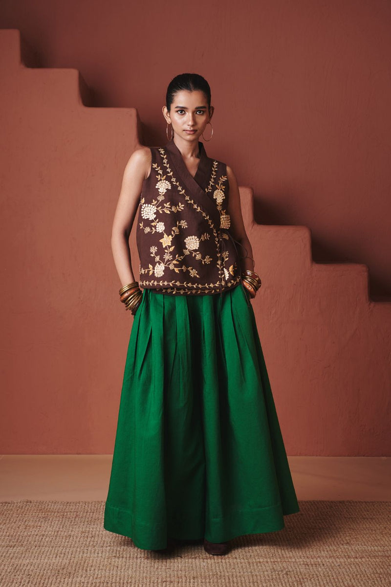 Coffee Co Linen Wrap Waistcoat