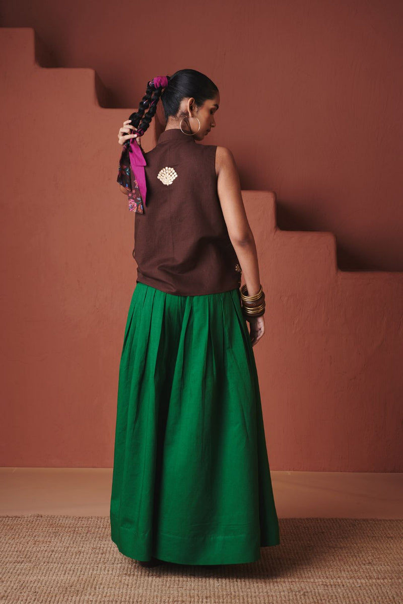 Coffee Co Linen Wrap Waistcoat