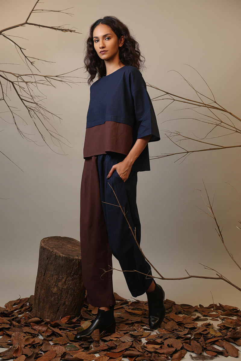 Colour Block Ekin Set (2 PCS) 100% cotton by Mati in multi color for women in Singapore