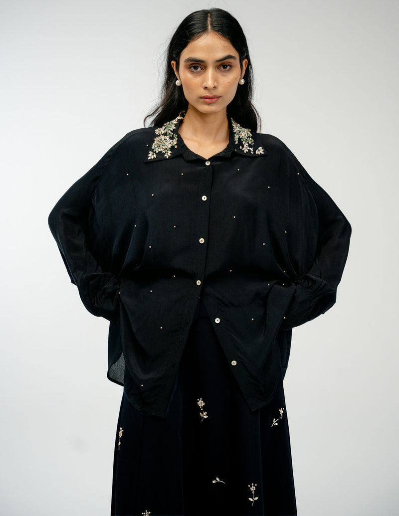 Yours Always Shirt crepe top/shirt by Ode to Odd in black for women in Singapore