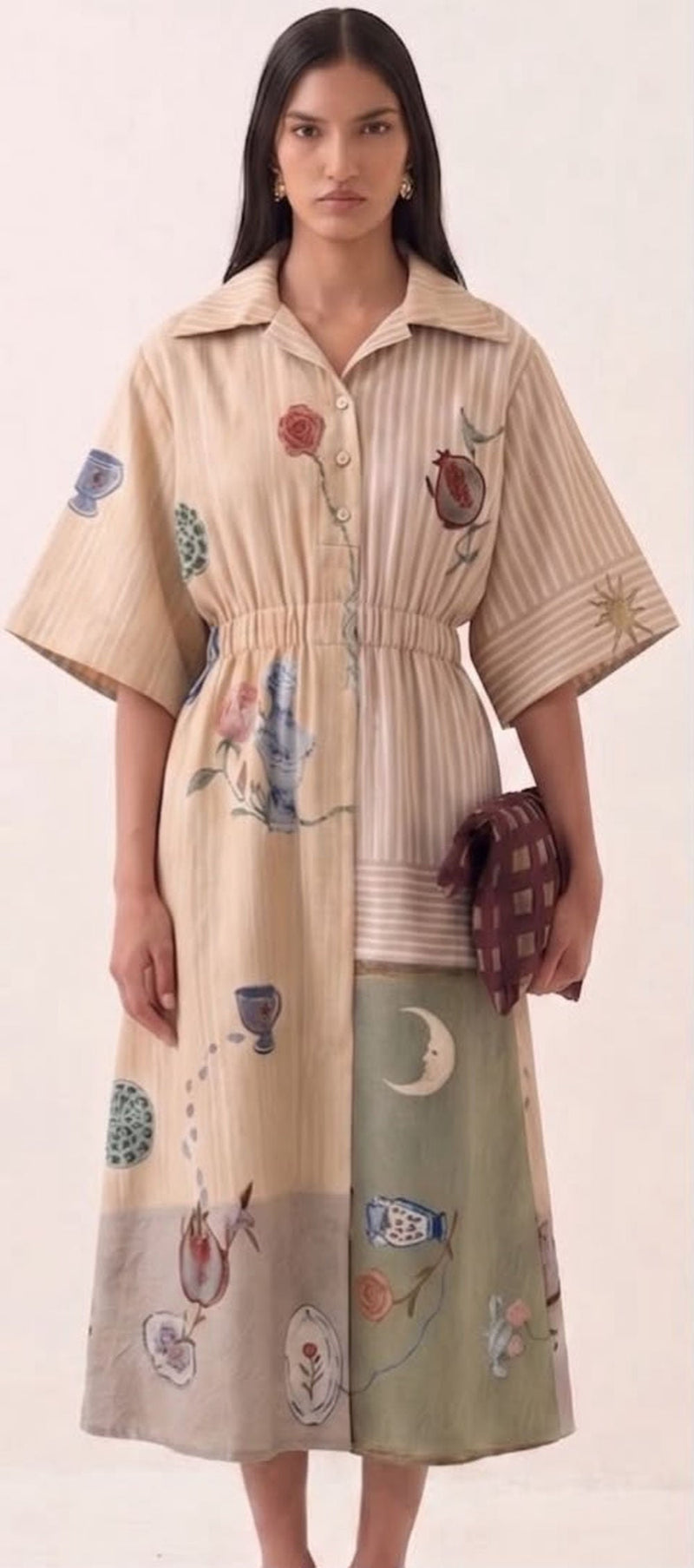 Nakshatra Poem Dress poplin dress by O'Frida in multi-color for women in Singapore