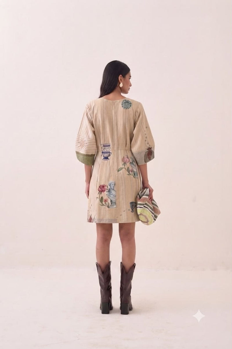 Nakshatra Bubble Sleeve Dress poplin dress by O'Frida in multi-color for women in Singapore