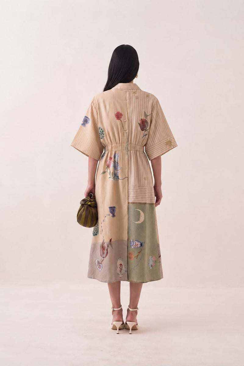 Nakshatra Poem Dress poplin dress by O'Frida in multi-color for women in Singapore