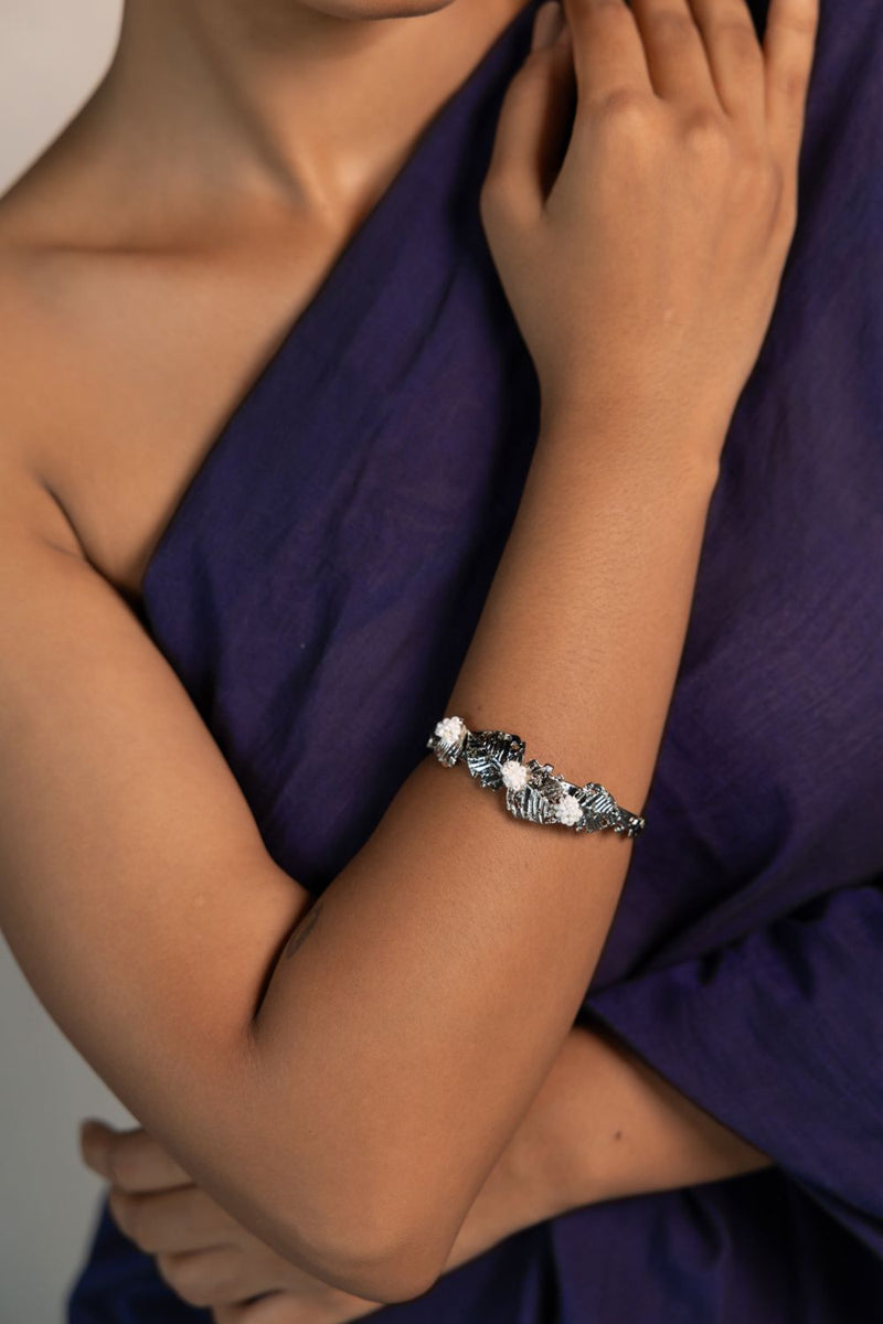 Pushpi kada 18k gold plated on brass bangle and bracelet by Aarjavee in gold for women in Singapore