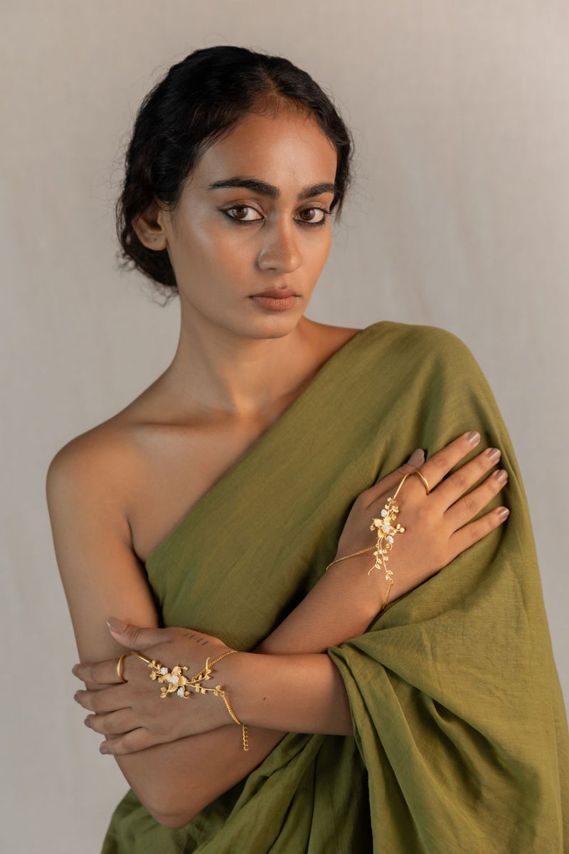 Chhayaa Harness 18k gold plated on brass bangle and bracelet by Aarjavee in gold for women in Singapore