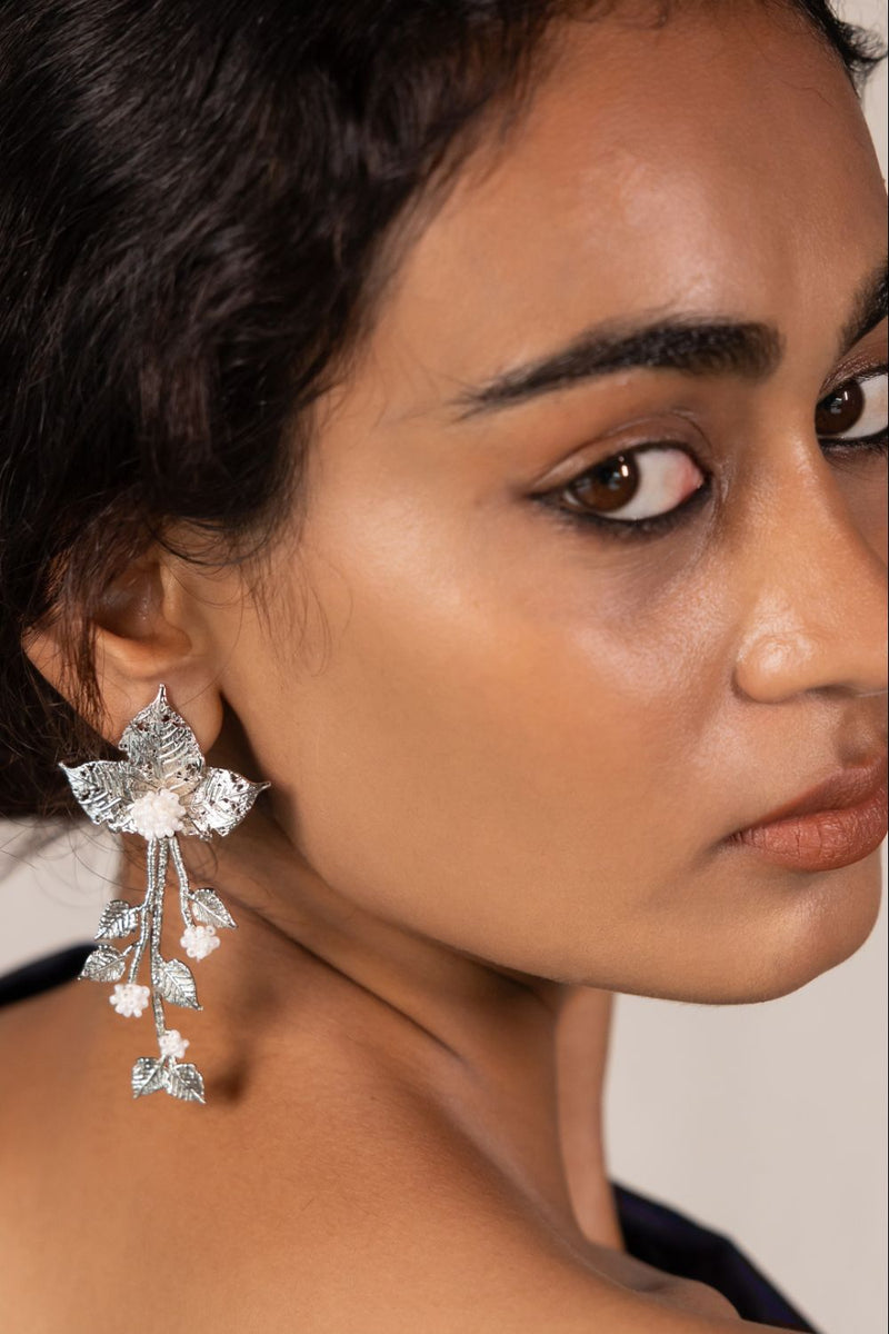 Chhayaa Butti 18k gold plated on brass earring by Aarjavee in gold for women in Singapore