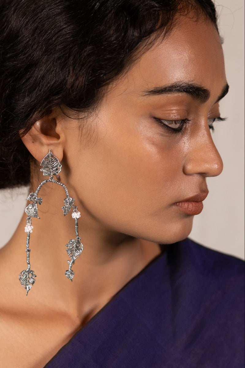 Komal 18k gold plated on brass earring by Aarjavee in gold for women in Singapore