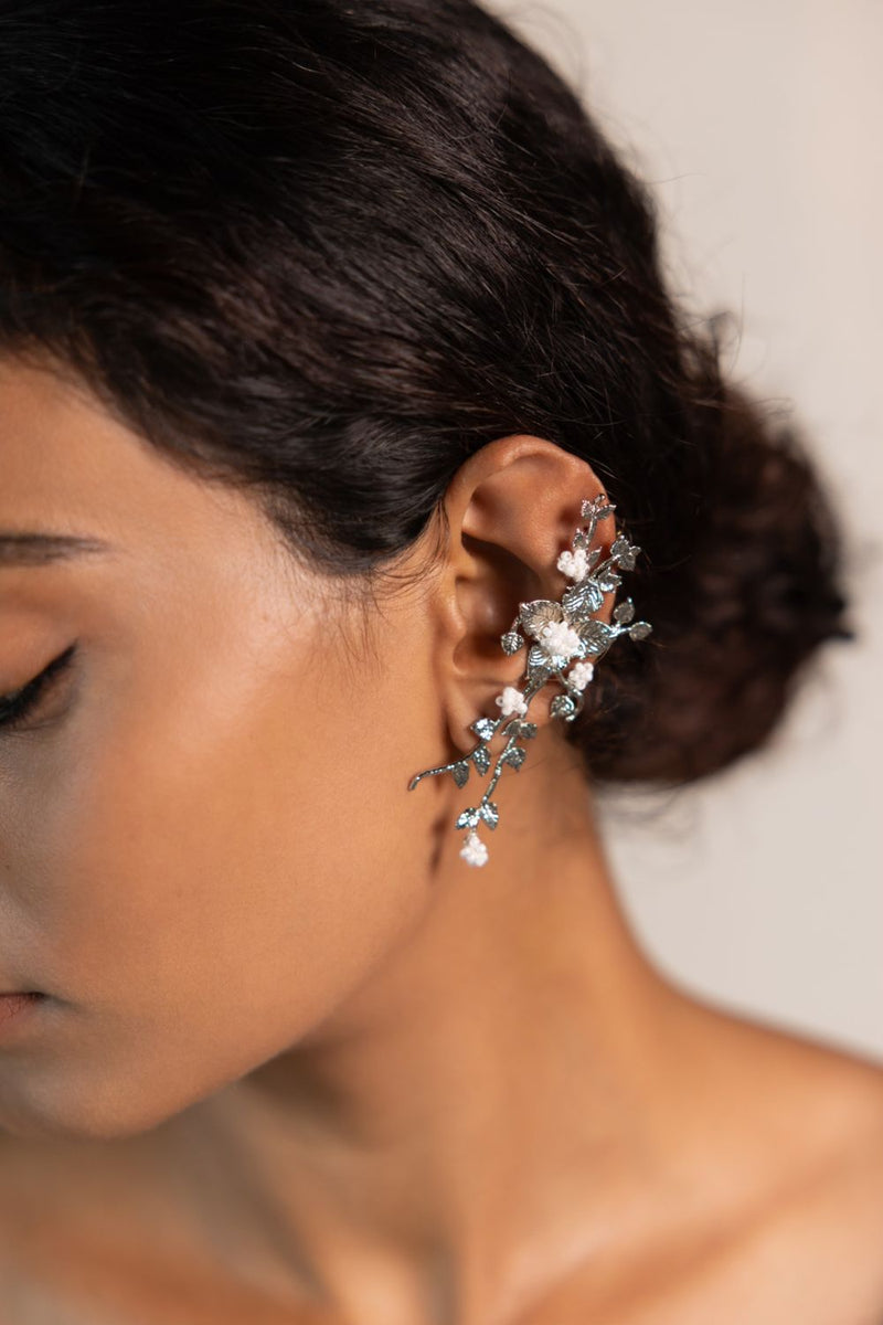 Nirjala 18k gold plated on brass earring by Aarjavee in gold for women in Singapore