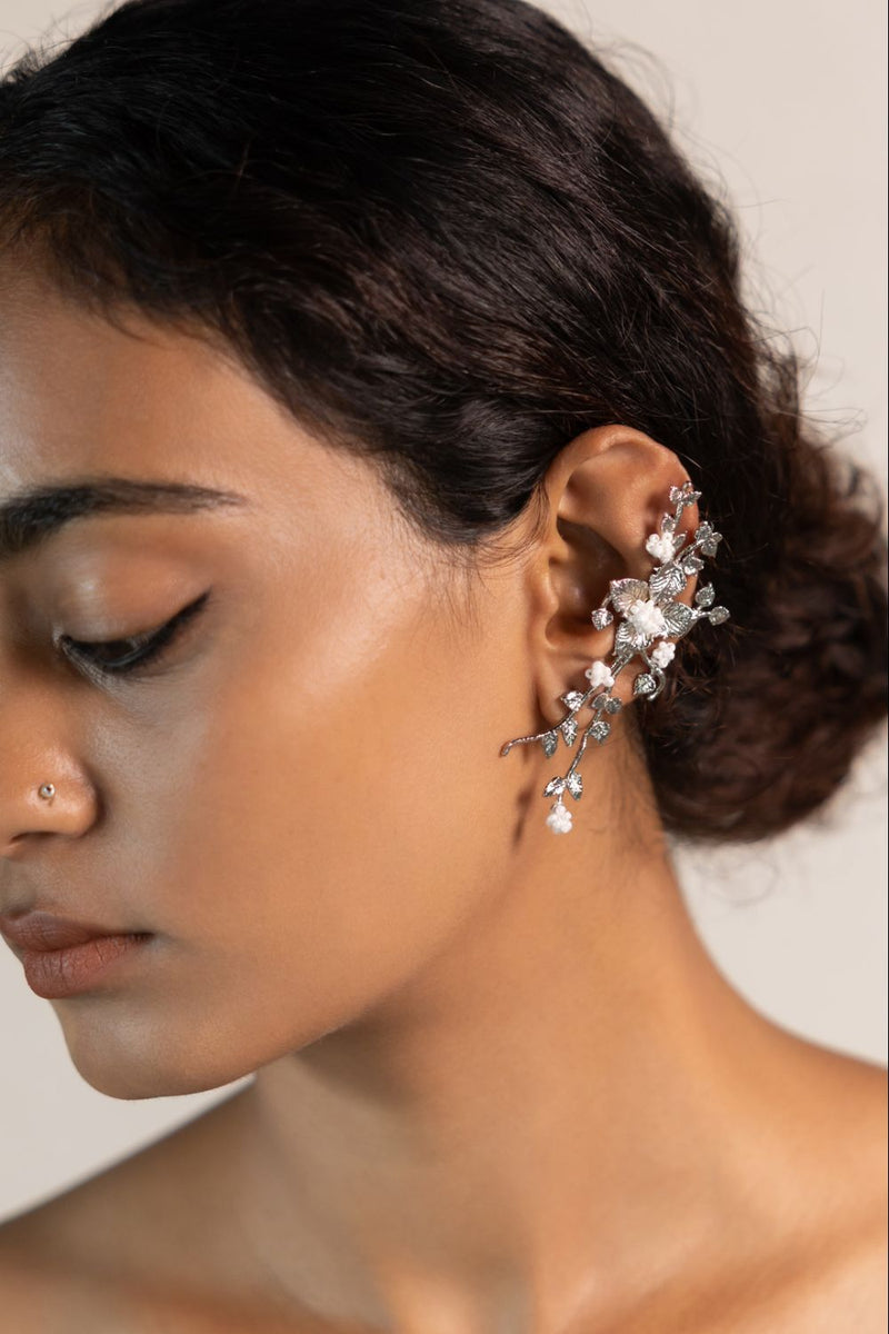 Nirjala 18k gold plated on brass earring by Aarjavee in gold for women in Singapore