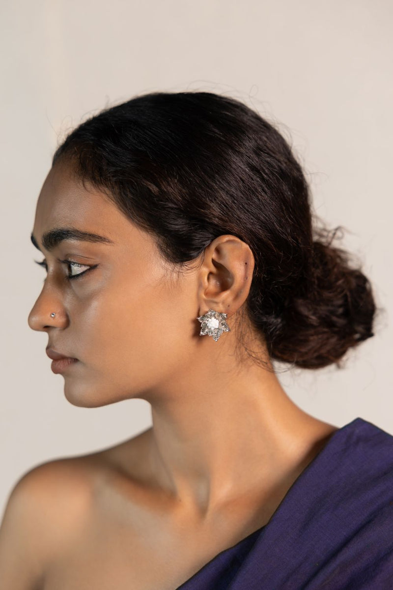 Pushpi 18k gold plated on brass earring by Aarjavee in gold for women in Singapore
