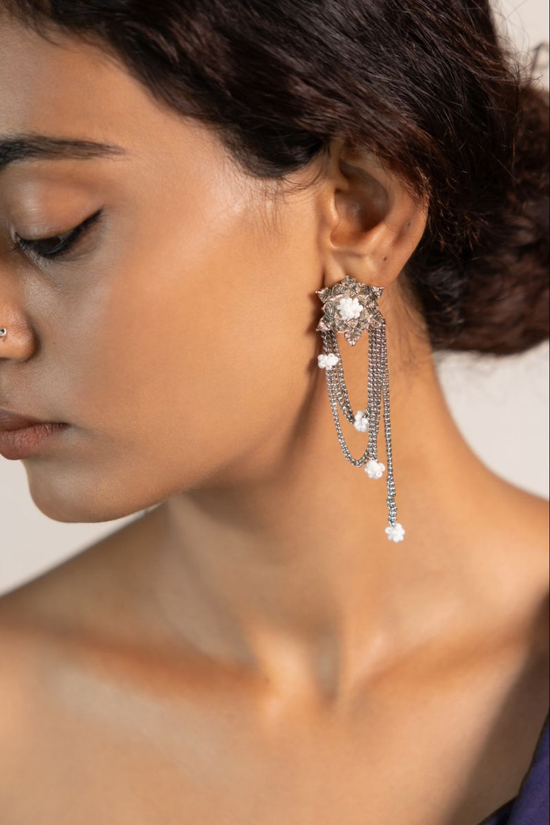 Parnika 18k gold plated on brass earring by Aarjavee in gold for women in Singapore