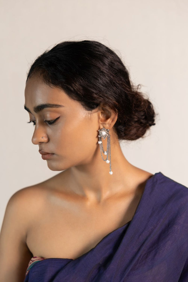 Parnika 18k gold plated on brass earring by Aarjavee in gold for women in Singapore