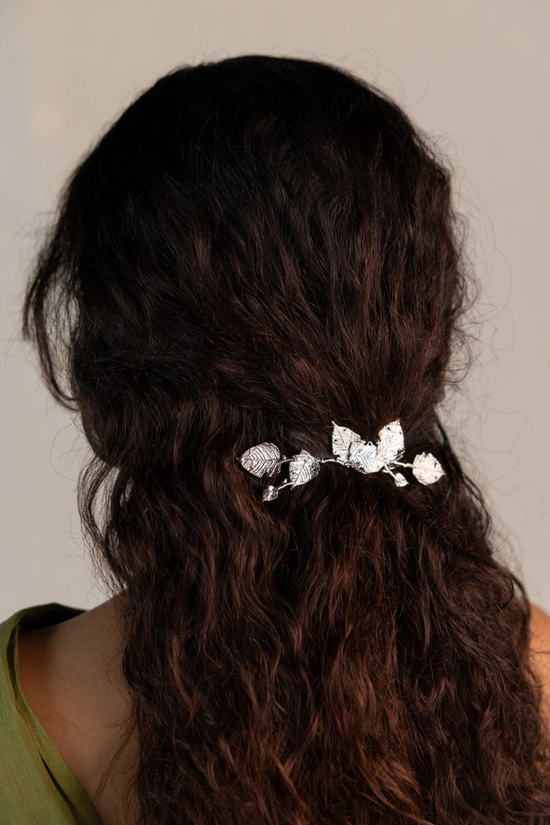 Nirjala hair pin 18k gold plated on brass hair accessorie by Aarjavee in gold for women in Singapore