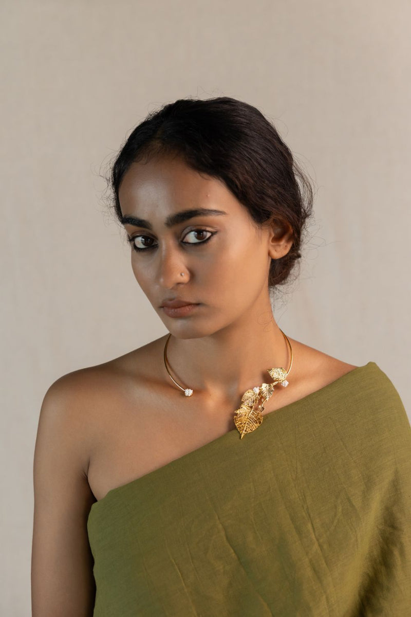 Parij Hasli 18k gold plated on brass neckpiece by Aarjavee in gold for women in Singapore