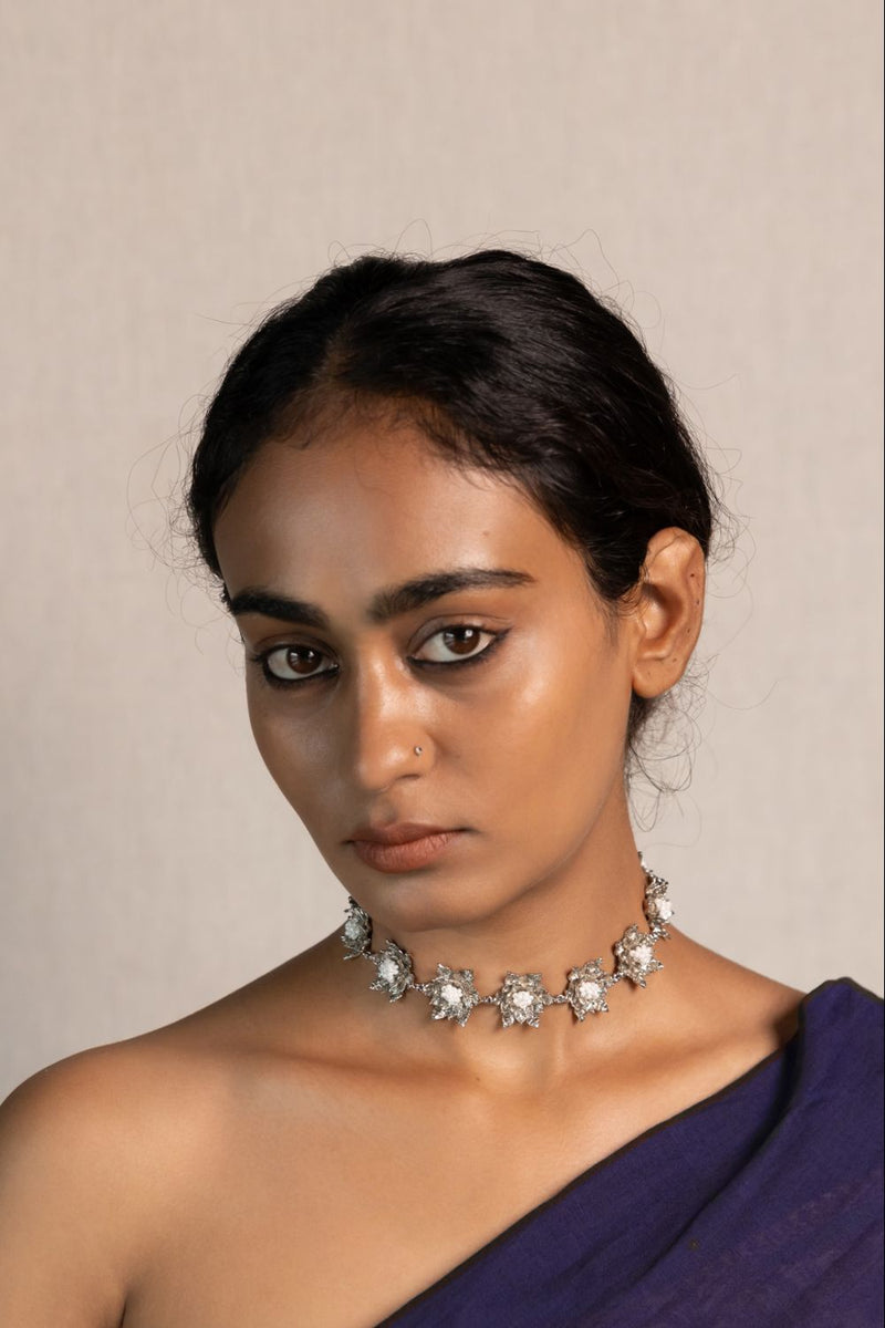 Parnika choker 18k gold plated on brass neckpiece by Aarjavee in gold for women in Singapore